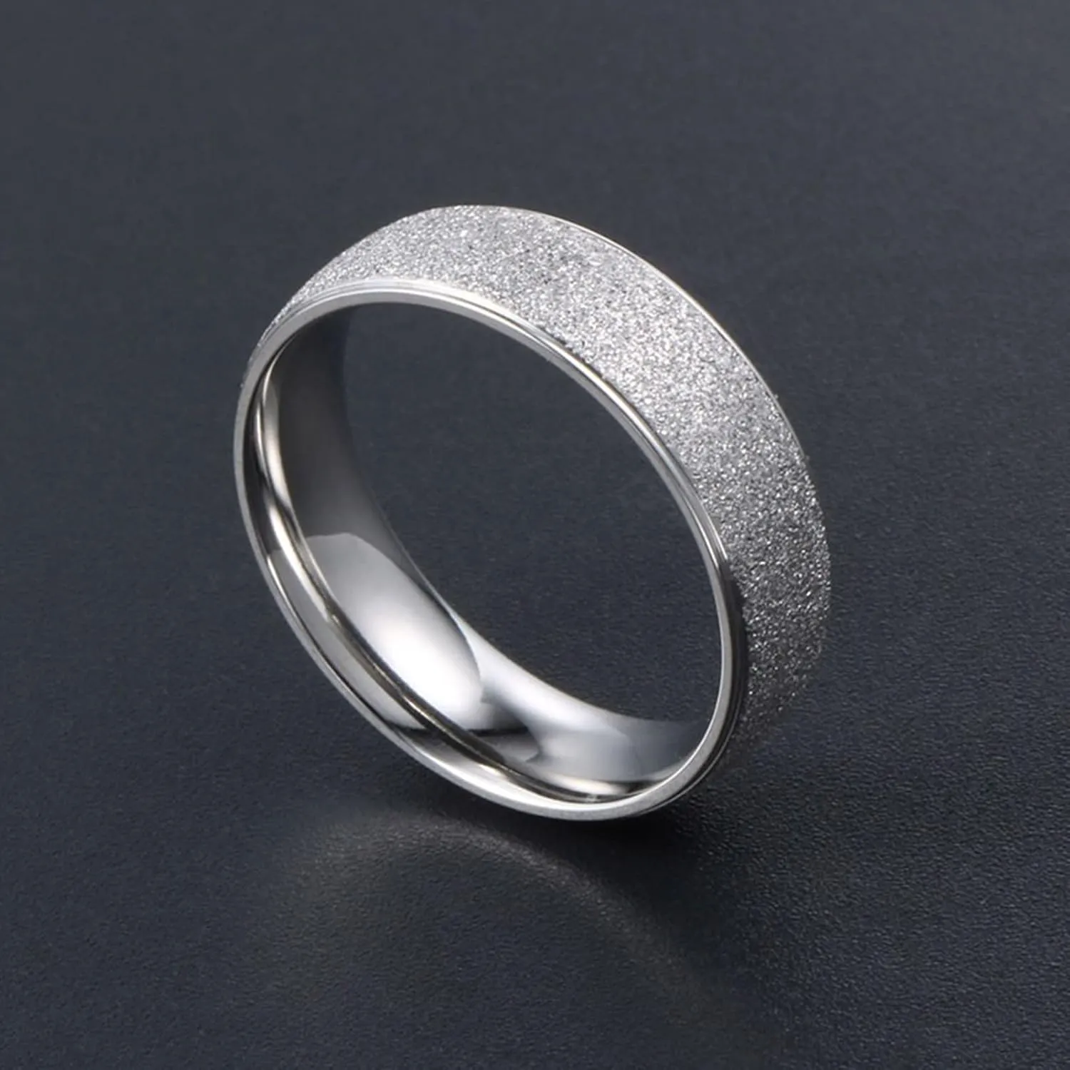 Silver Rings for Women, Stainless Steel Rings for Men Silver Matte Ring 6mm Men's and Women's Fashion Rings
