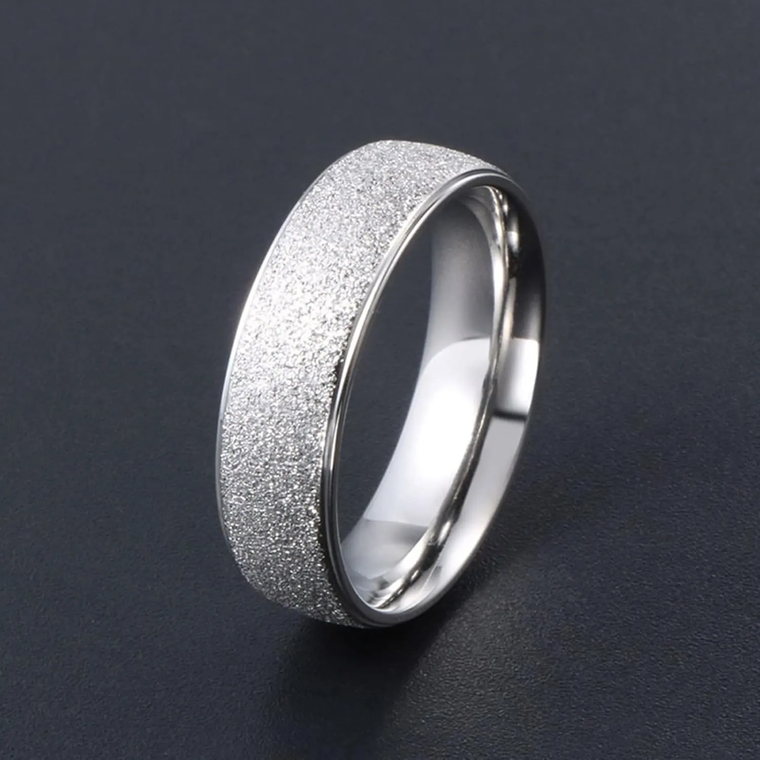 Silver Rings for Women, Stainless Steel Rings for Men Silver Matte Ring 6mm Men's and Women's Fashion Rings
