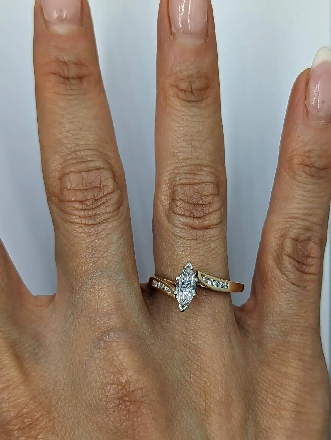 SilverDia 2 Ct Marquise Cut Diamond Bypass Engagement Rings For Women 14k Yellow Gold Plated Wedding Ring 925 Sterling Silver Handmade Promise Rings Customized Anniversary Rings Aesthetic Gift For Her