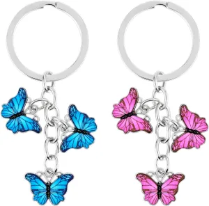 simarro 2Pcs Butterfly Keyrings For Women, Cute Keychain Girly Butterfly Keyring For Girls Small Gift for Key Bag Purse