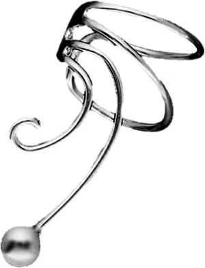 Simple Ball 925 Sterling Silver Non-Pierced Left Wave Ear Cuff Earring