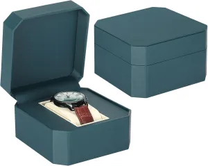 Single Watch Gift Box for Men Women, PU Leather Watch Case with Removable Soft Pillow, Wristwatch Travel Storage Display Holder Boxe (Blue)