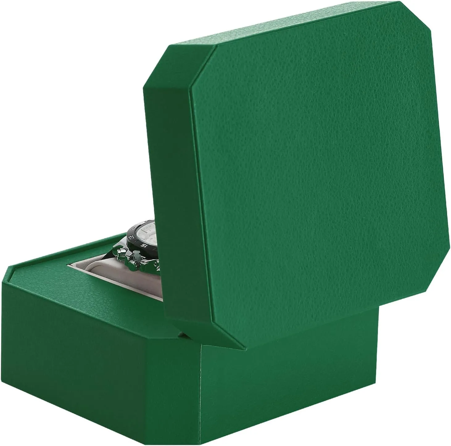 Single Watch Gift Box for Men Women, PU Leather Watch Case with Removable Soft Pillow, Wristwatch Travel Storage Display Holder Boxe (Green)