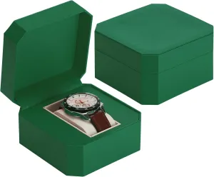 Single Watch Gift Box for Men Women, PU Leather Watch Case with Removable Soft Pillow, Wristwatch Travel Storage Display Holder Boxe (Green)