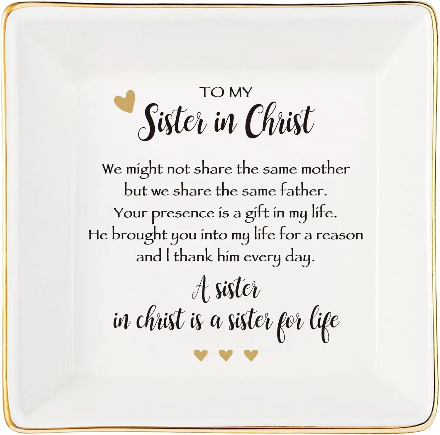 Sister in Christ for Women Christmas Birthday Ring jewelry Dish-Christian Religious Faith Gifts for Friends Bestie Friendship-A Sister in Christ is Sister in life