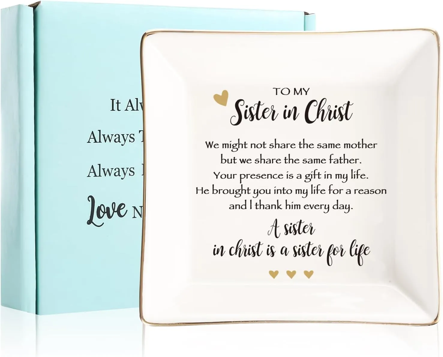 Sister in Christ for Women Christmas Birthday Ring jewelry Dish-Christian Religious Faith Gifts for Friends Bestie Friendship-A Sister in Christ is Sister in life