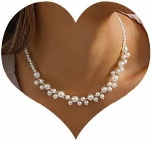 Sither Pearls Choker Necklace for Women Pearls Chain Necklace Fashion Boho Necklace Jewelry for Halloween Party Christmas Gift