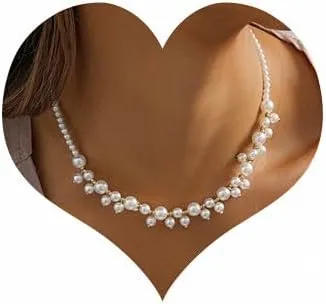 Sither Pearls Choker Necklace for Women Pearls Chain Necklace Fashion Boho Necklace Jewelry for Halloween Party Christmas Gift
