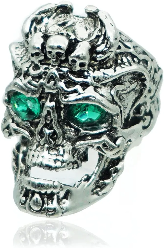 Skull Head Ring, Multi Skull Ring for Men, Gothic Demon Skull Ring Halloween Skull Jewelry, Norse Viking Skull Ring Hip Hop Skull Skeleton Band Ring Punk Pirate Skull Ring for mens