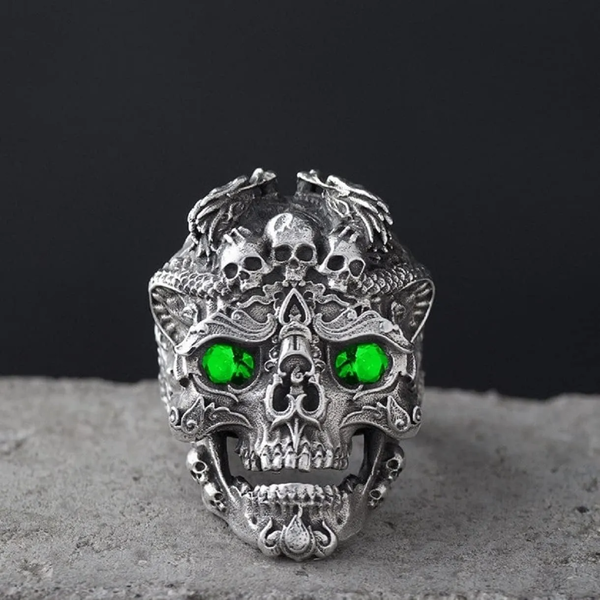 Skull Head Ring, Multi Skull Ring for Men, Gothic Demon Skull Ring Halloween Skull Jewelry, Norse Viking Skull Ring Hip Hop Skull Skeleton Band Ring Punk Pirate Skull Ring for mens