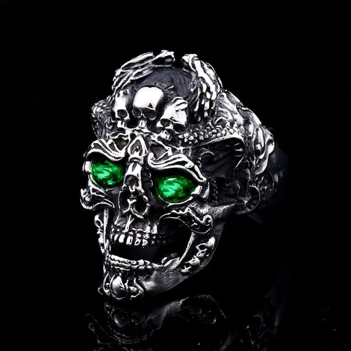 Skull Head Ring, Multi Skull Ring for Men, Gothic Demon Skull Ring Halloween Skull Jewelry, Norse Viking Skull Ring Hip Hop Skull Skeleton Band Ring Punk Pirate Skull Ring for mens