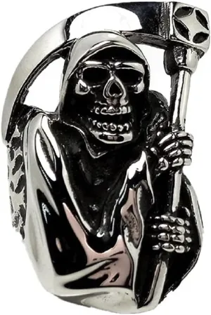 Skull Sickle Ring,Gothic Skull Sickle Ring for Men, Stainless Steel Punk Skull Biker Ring Vintage Hip Hop Skull Head Ring for Men, Gothic Punk Rock Skull Sickle Jewelry