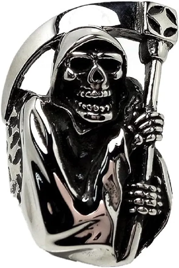 Skull Sickle Ring,Gothic Skull Sickle Ring for Men, Stainless Steel Punk Skull Biker Ring Vintage Hip Hop Skull Head Ring for Men, Gothic Punk Rock Skull Sickle Jewelry