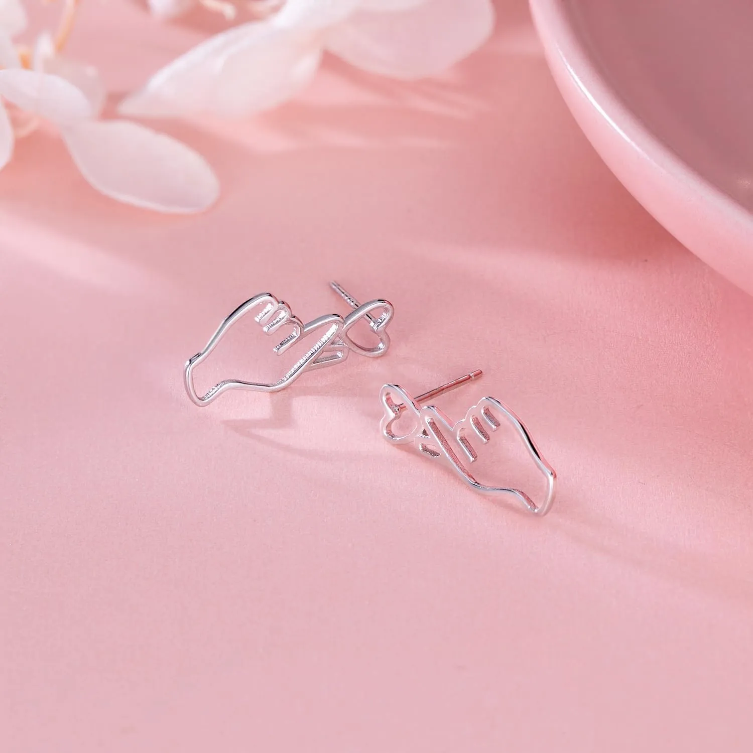 SLUYNZ 925 Sterling Silver Heart Studs Earrings for Women Teens Unique Sweet Love Heart Post Studs Earrings