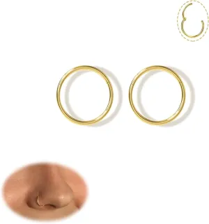 Small Gold Hoop Earrings, Lightweight 14K Gold Plated Huggie Hoop Earrings for Cartilage Helix Tragus, Hypoallergenic Earrings for Women Men, Tiny Thin Hoops Surgical Steel Endless Hoops Earrings 6-10 mm