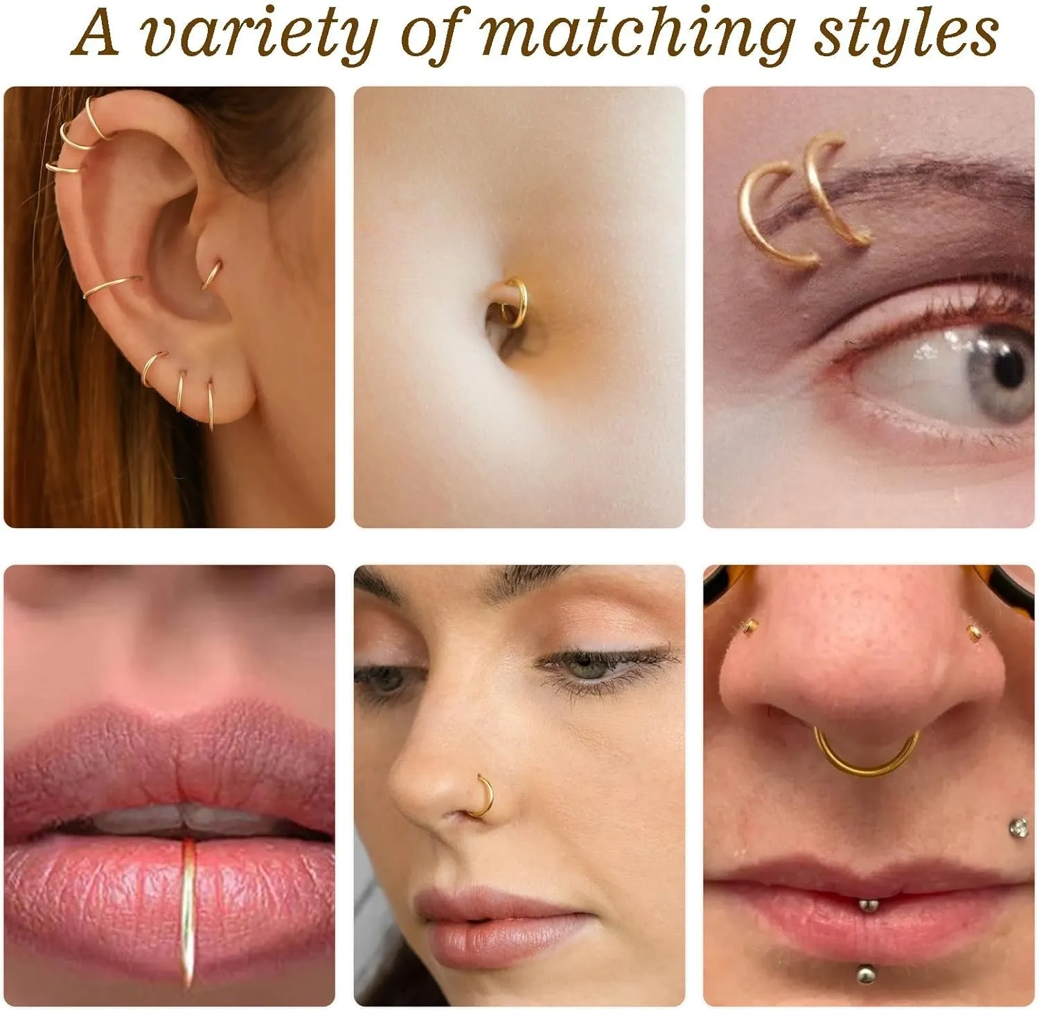 Small Gold Hoop Earrings, Lightweight 14K Gold Plated Huggie Hoop Earrings for Cartilage Helix Tragus, Hypoallergenic Earrings for Women Men, Tiny Thin Hoops Surgical Steel Endless Hoops Earrings 6-10 mm