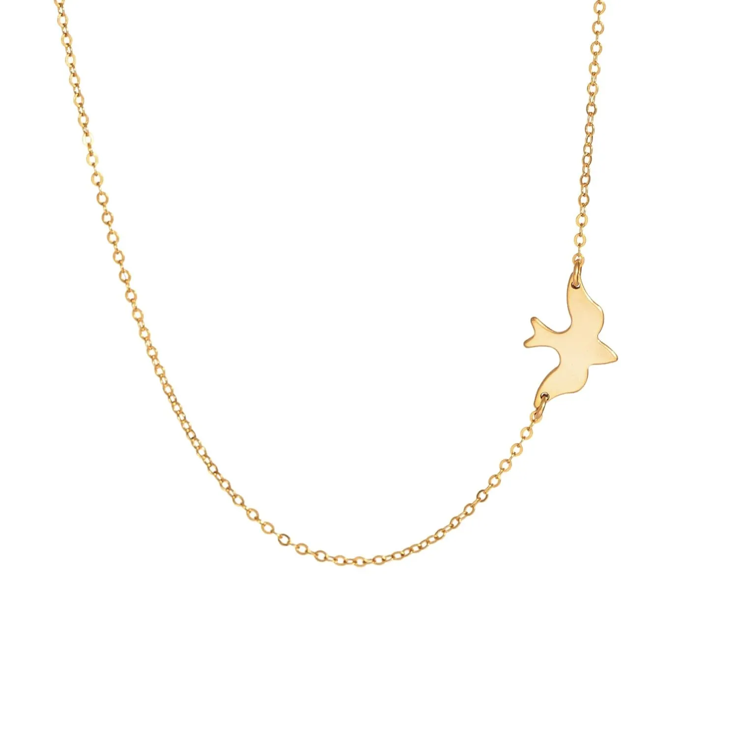 Small Soar Dove Bird Necklace, Delicate 925 Silver or 14k Gold fill or 14K Rose Gold fill Flying Bird Pendant Choker Necklace, Dainty Chain Layering Jewelry (Customize)