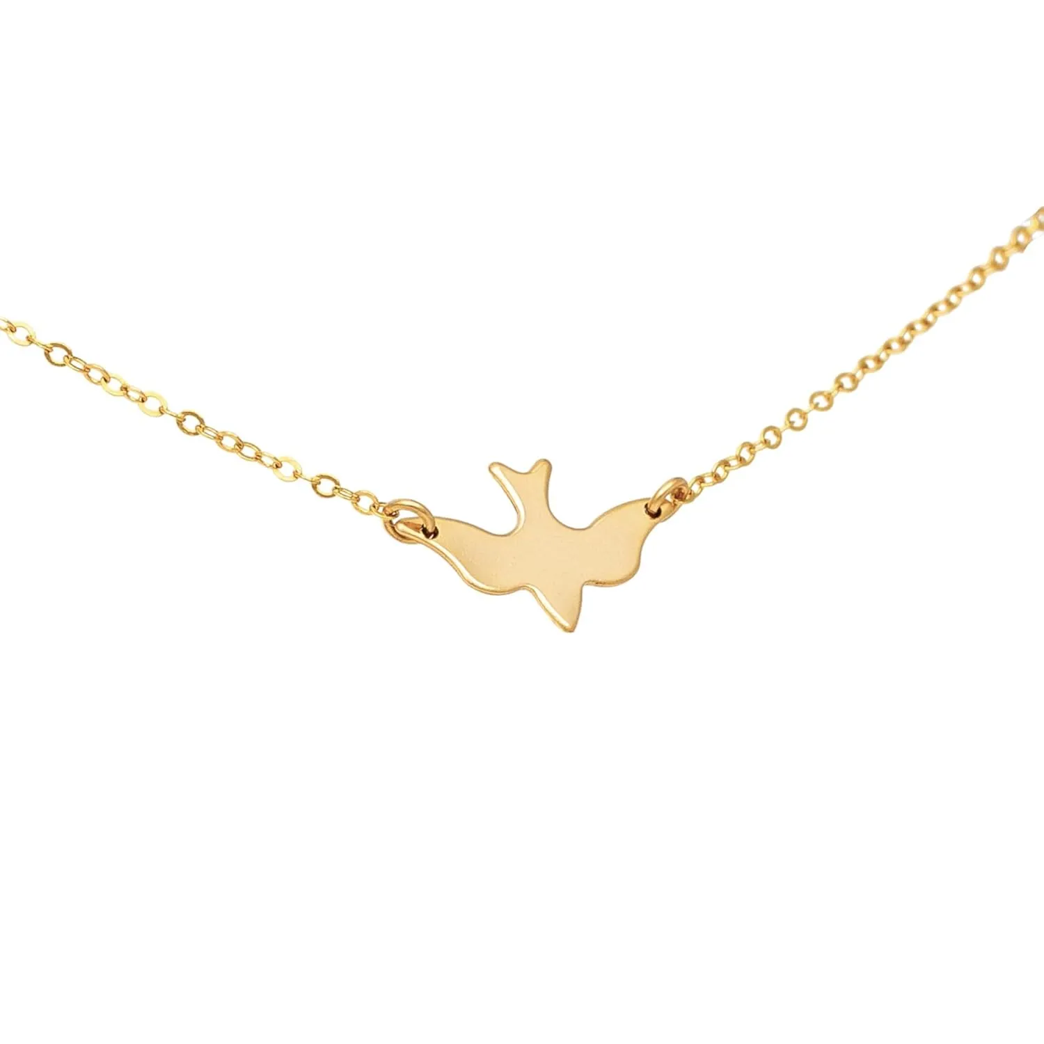 Small Soar Dove Bird Necklace, Delicate 925 Silver or 14k Gold fill or 14K Rose Gold fill Flying Bird Pendant Choker Necklace, Dainty Chain Layering Jewelry (Customize)