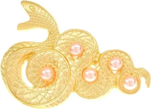 Snake Brooch Matte Gold Snake Pin Women Men Elegant Lady Metal Pearl Snake Animal Brooch Pins Party Jewelryfor Backpack Cloths Bags Decorations Gifts