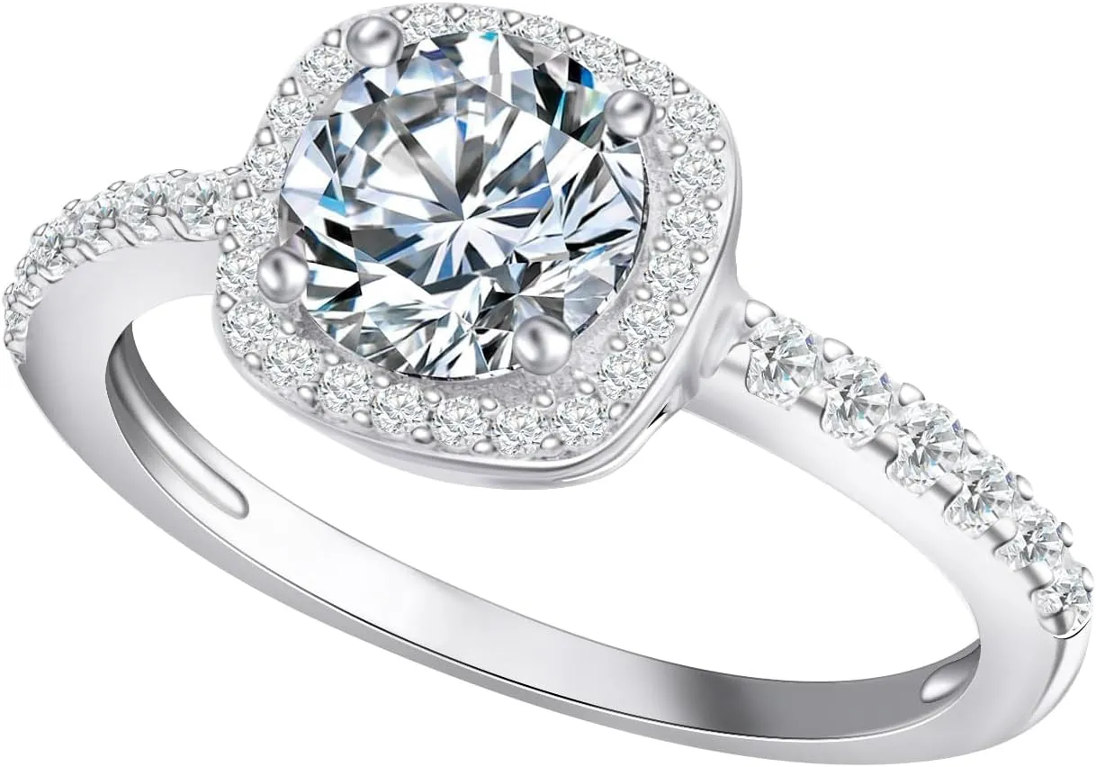 Solitaire Moissanite Engagement Rings 925 Sterling Silver 1CT Halo Promise Rings D Color VVS1 Lab Created Wedding Bands Moissanite Ring For Women