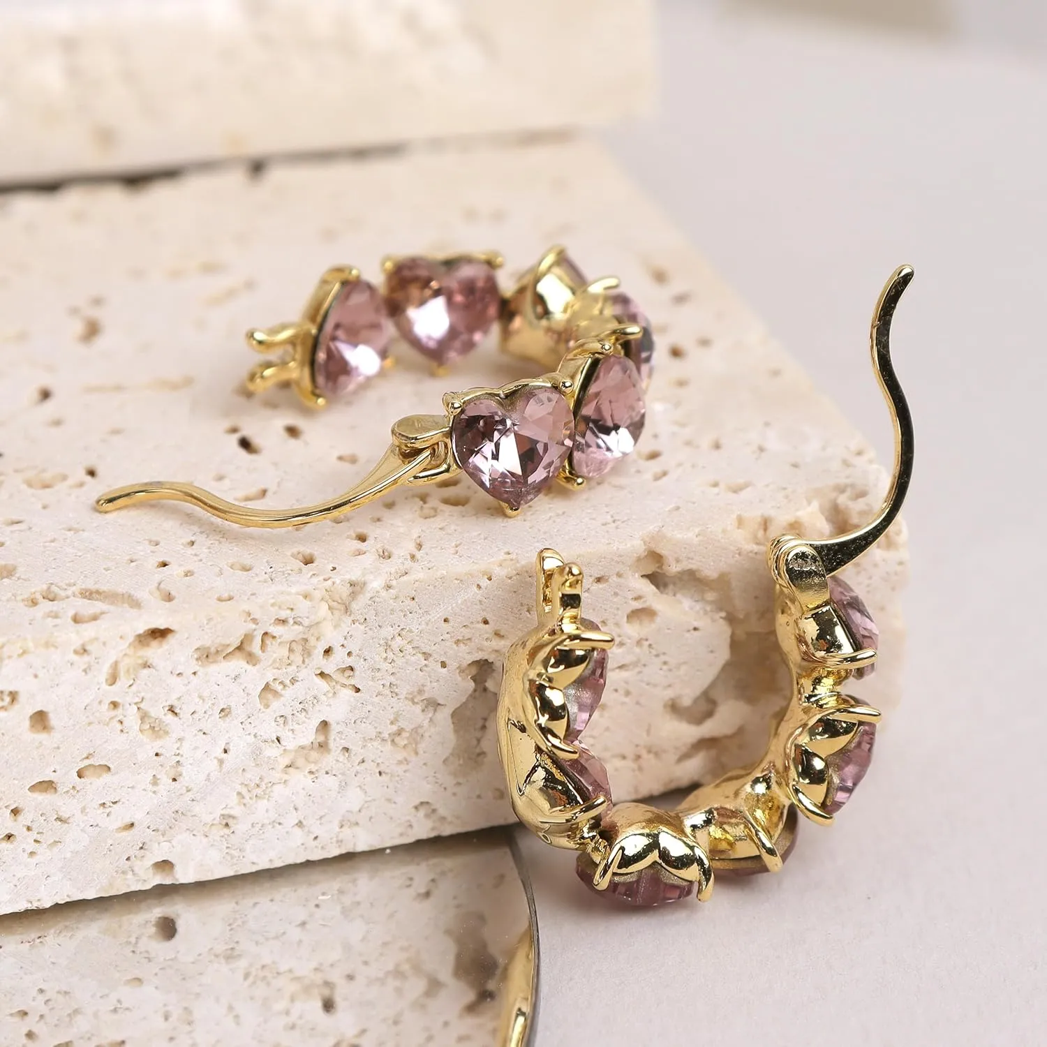 Sonateomber Gold Crystal Hoop Huggie Earrings for Women - Trendy Unique Sparkly Rhinestone CZ Thick Earings Hypoallergenic Wedding Prom Bridal Fashion Fairy Jewelry Gift