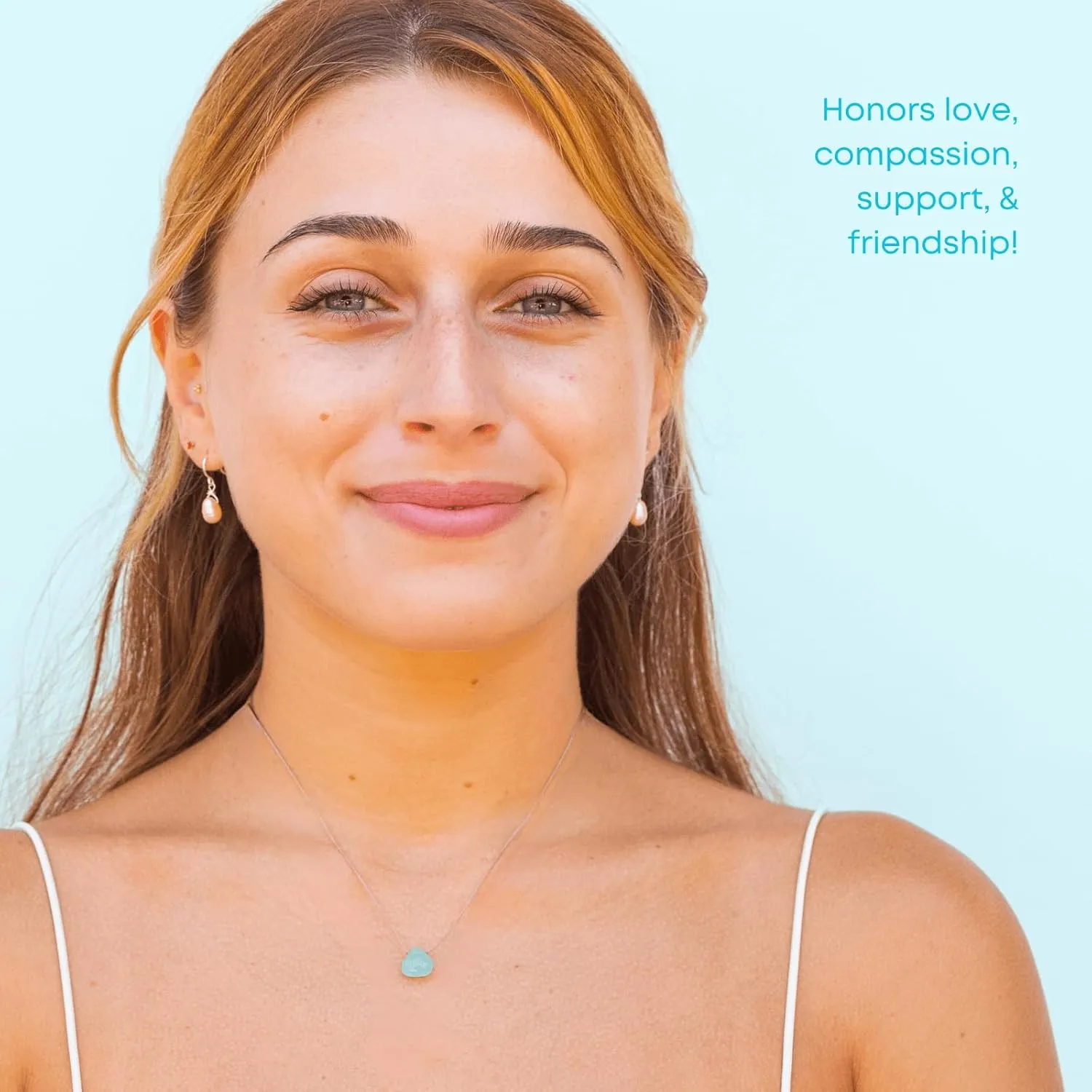 SoulKu Turquoise Blue Crystal Soul Shine Necklace for Friendship, Handmade Empowering Jewelry, Inspirational Gift for Women or Girls, Nylon Cord & Stainless Steel Lobster Clasp & Extender