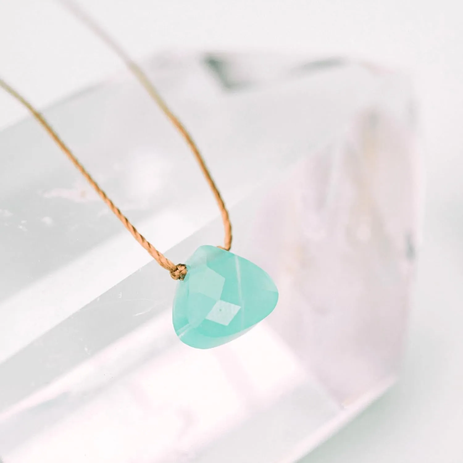 SoulKu Turquoise Blue Crystal Soul Shine Necklace for Friendship, Handmade Empowering Jewelry, Inspirational Gift for Women or Girls, Nylon Cord & Stainless Steel Lobster Clasp & Extender
