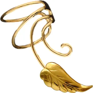 Southwest Leaf Gold On Sterling Non-Pierced Wave Right Ear Cuff Earring