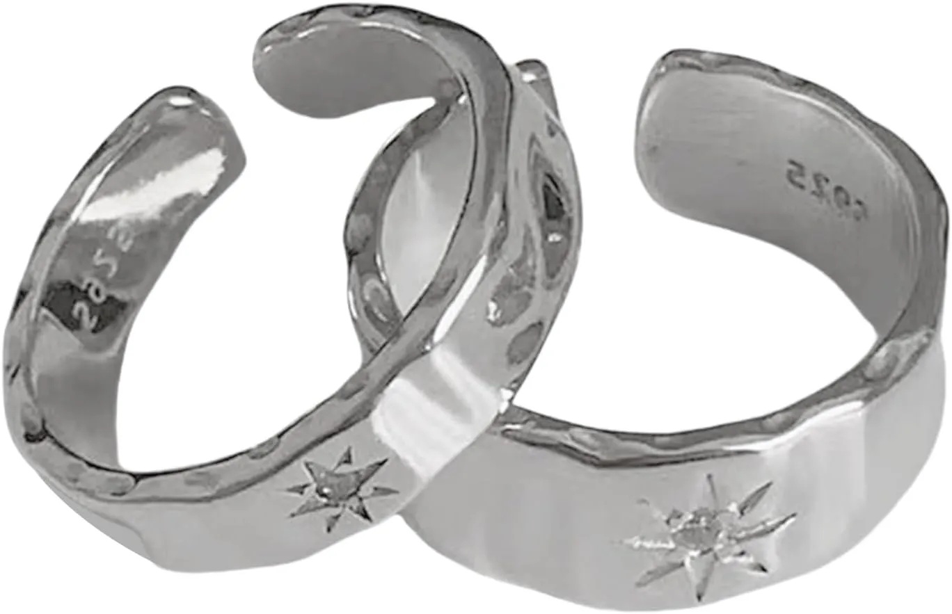Sparkling Zirconia Starbursts Couple Rings Versatile Starbursts Couples Rings Stylish Rings for Various Occasions