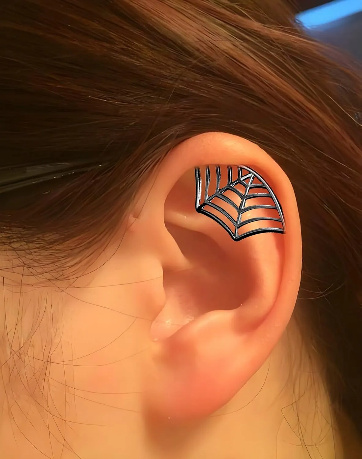 Spider Web Statement Cartilage Earring for Women Men Spider Ear Helix Piercing Unique Halloween Accessory Jewelry