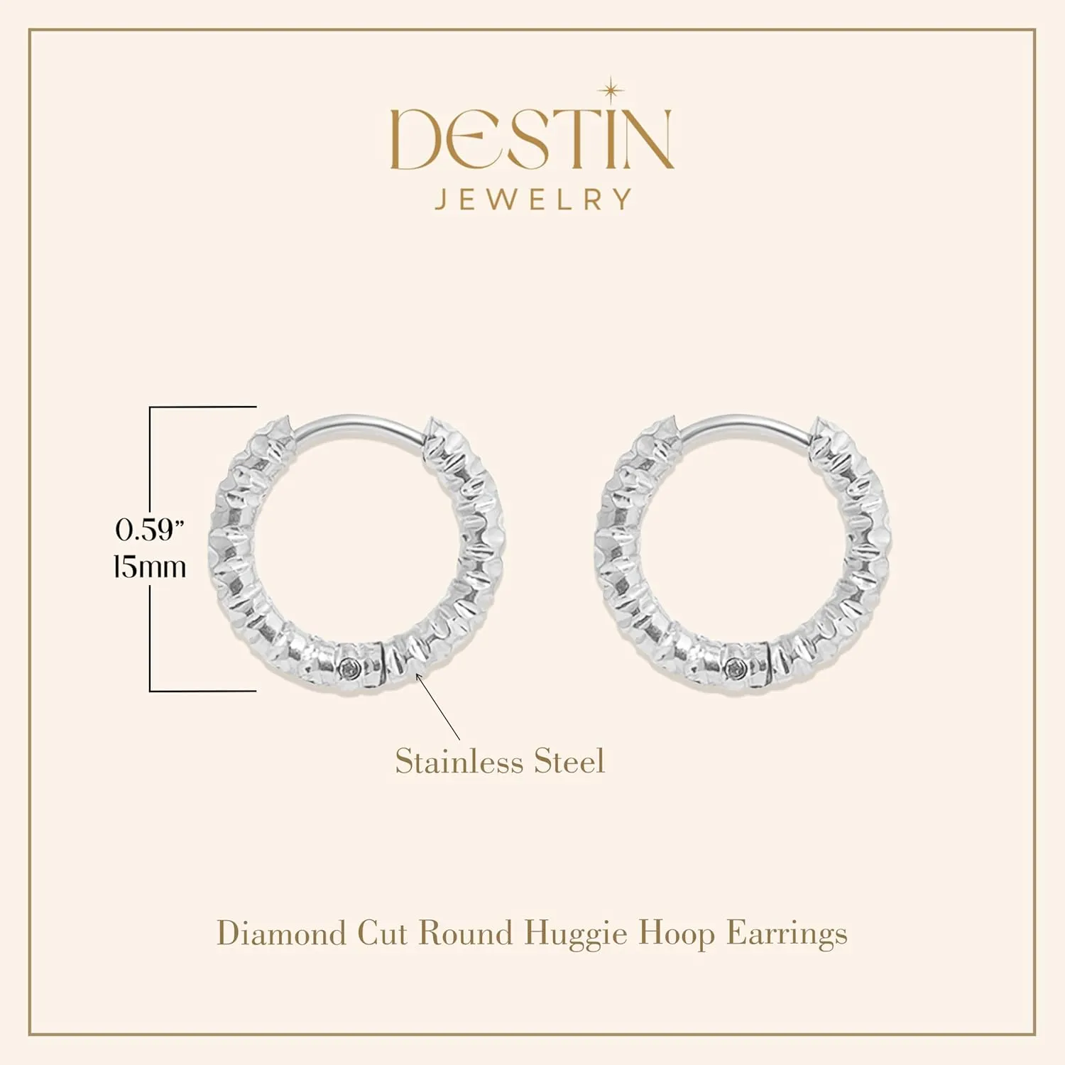 Stackable Classic Round Huggie Hoop Earrings  18K Gold Plated Stainless Steel, Water-Resistant, Hypoallergenic, Hinged Design, Various Sizes