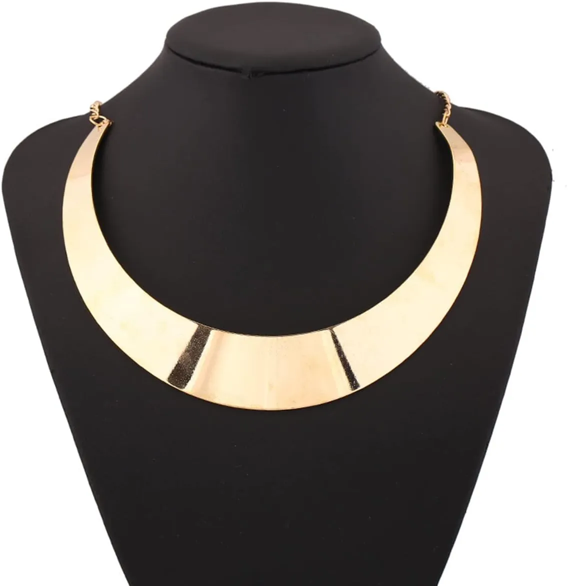 Stainless Steel High Polished Wide Face Chunky Bib Torque Necklace 14K Gold Silver Women Statement Love Heart Shape Open Choker Torque Collar Bib Short Necklaces for Women Girl Fashion Costume Jewelry