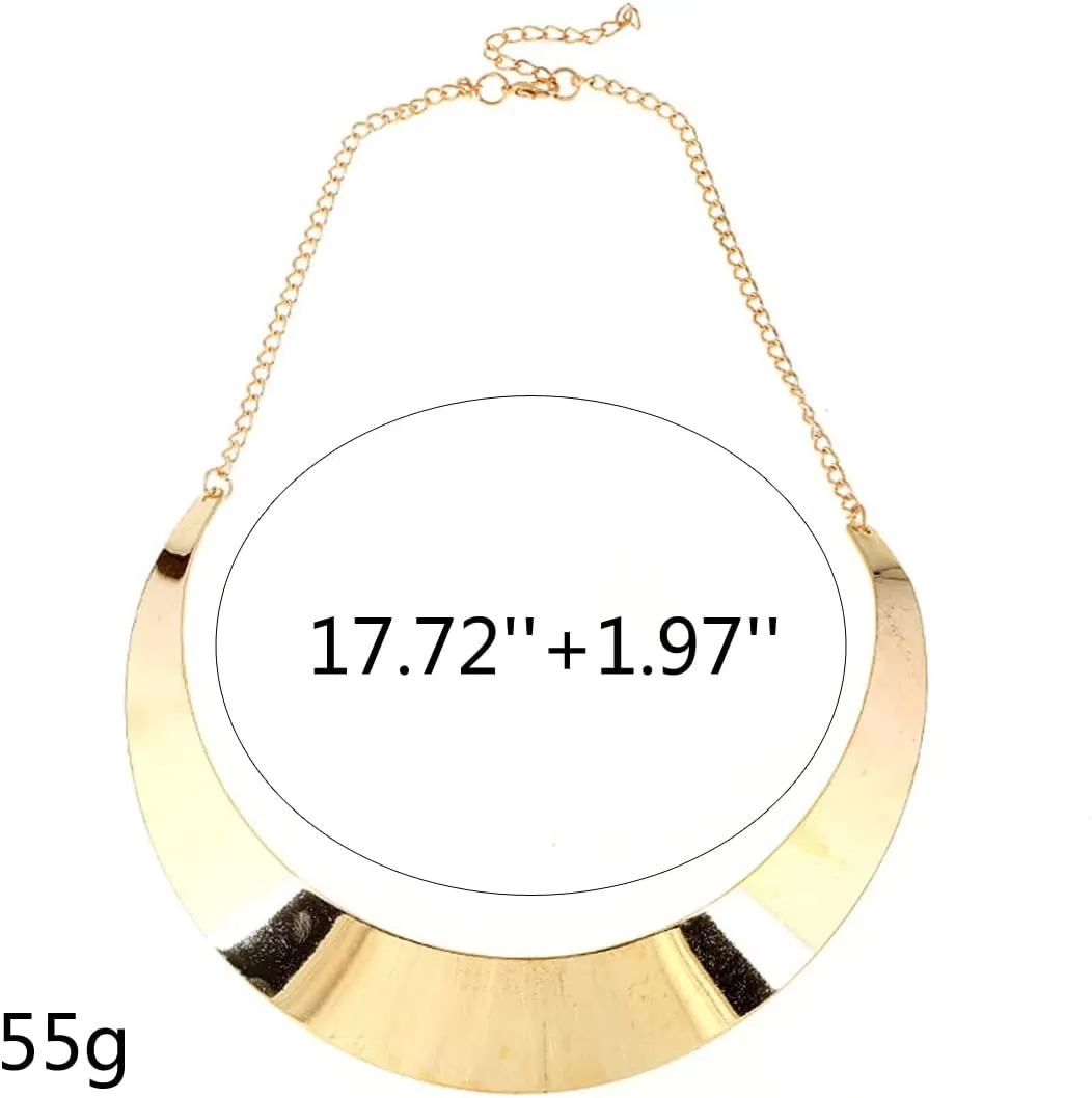 Stainless Steel High Polished Wide Face Chunky Bib Torque Necklace 14K Gold Silver Women Statement Love Heart Shape Open Choker Torque Collar Bib Short Necklaces for Women Girl Fashion Costume Jewelry