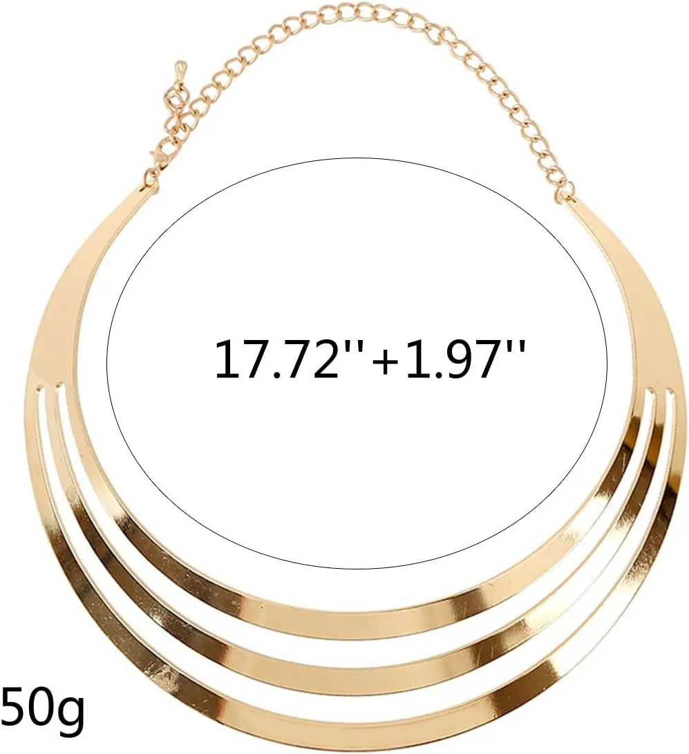 Stainless Steel High Polished Wide Face Chunky Bib Torque Necklace 14K Gold Silver Women Statement Love Heart Shape Open Choker Torque Collar Bib Short Necklaces for Women Girl Fashion Costume Jewelry