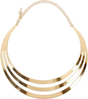 Stainless Steel High Polished Wide Face Chunky Bib Torque Necklace 14K Gold Silver Women Statement Love Heart Shape Open Choker Torque Collar Bib Short Necklaces for Women Girl Fashion Costume Jewelry