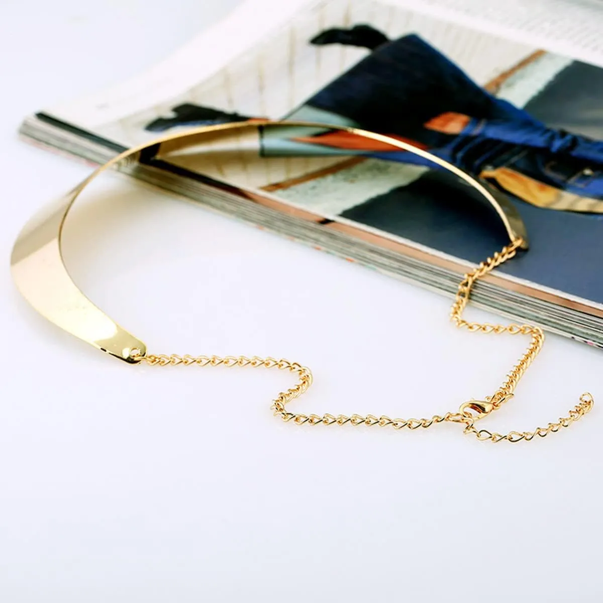 Stainless Steel High Polished Wide Face Chunky Bib Torque Necklace 14K Gold Silver Women Statement Love Heart Shape Open Choker Torque Collar Bib Short Necklaces for Women Girl Fashion Costume Jewelry