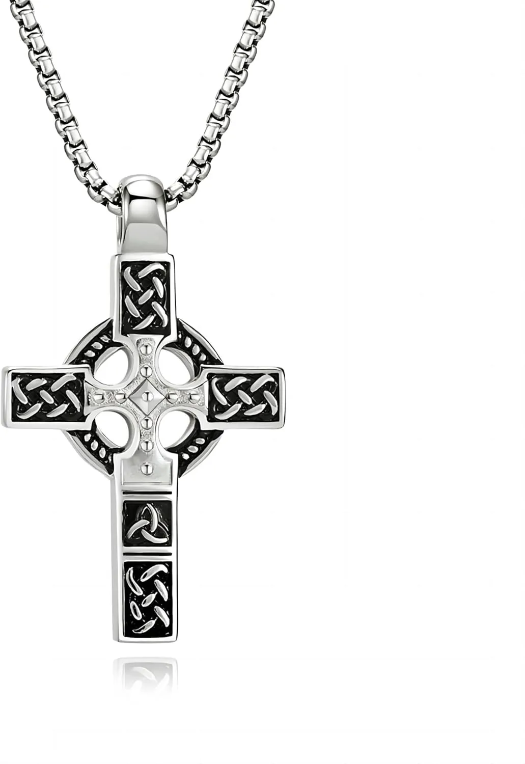 Stainless Steel Titanium Men's Cross Necklace - Durable Celtic Knot Cross Pendant for Men - Perfect Religious Gift for Him