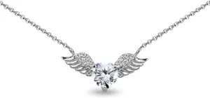Sterling Silver Birthstone Angel Wing Necklace for Women - Genuine or Synthetic Gemstone, Layered, Short, Dainty Choker