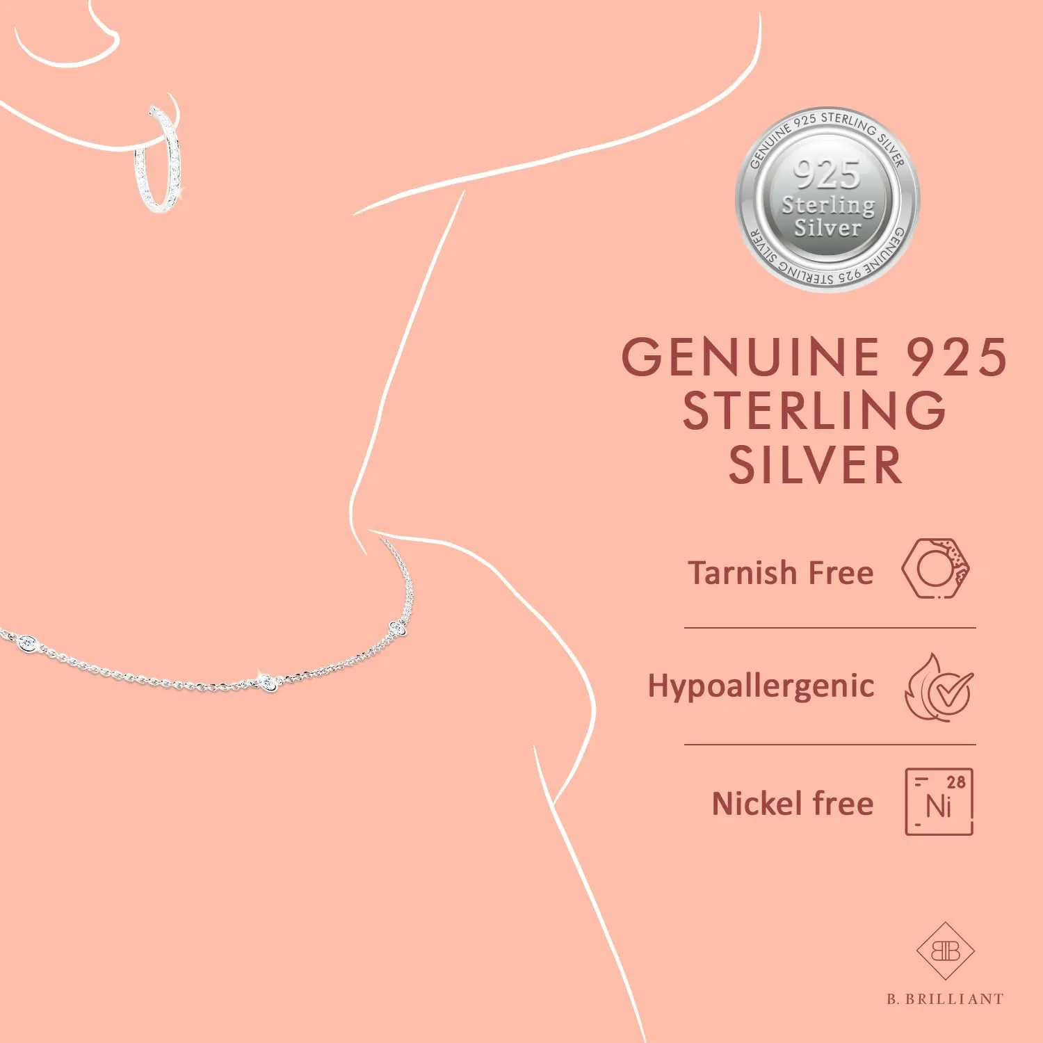 Sterling Silver Birthstone Angel Wing Necklace for Women - Genuine or Synthetic Gemstone, Layered, Short, Dainty Choker
