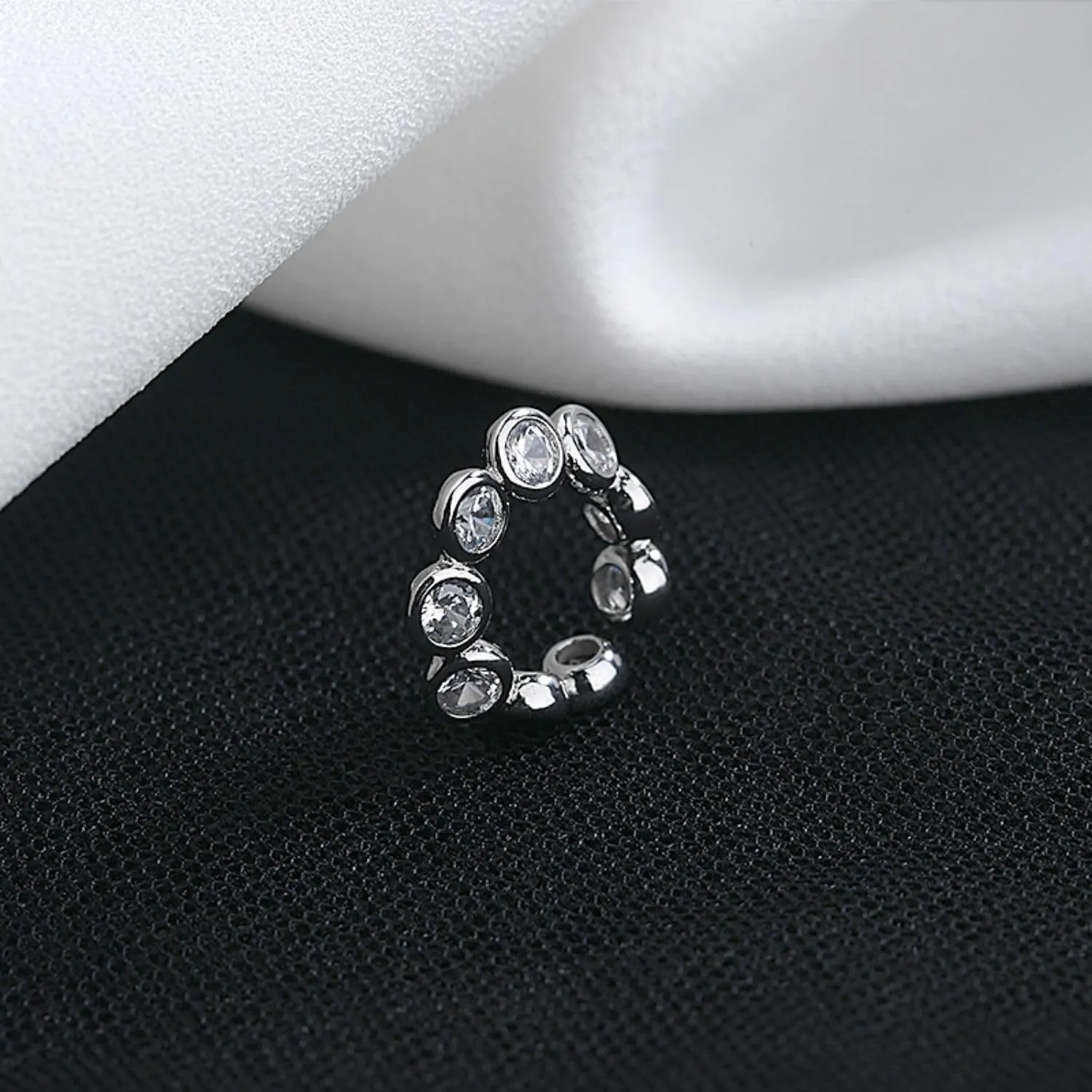 Sterling Silver Ear Cuff, Cubic Zirconia Ear Cuff Non Piercing Earrings, Unique Irregular Ear Cartilage Cuff for Women