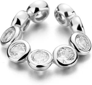 Sterling Silver Ear Cuff, Cubic Zirconia Ear Cuff Non Piercing Earrings, Unique Irregular Ear Cartilage Cuff for Women