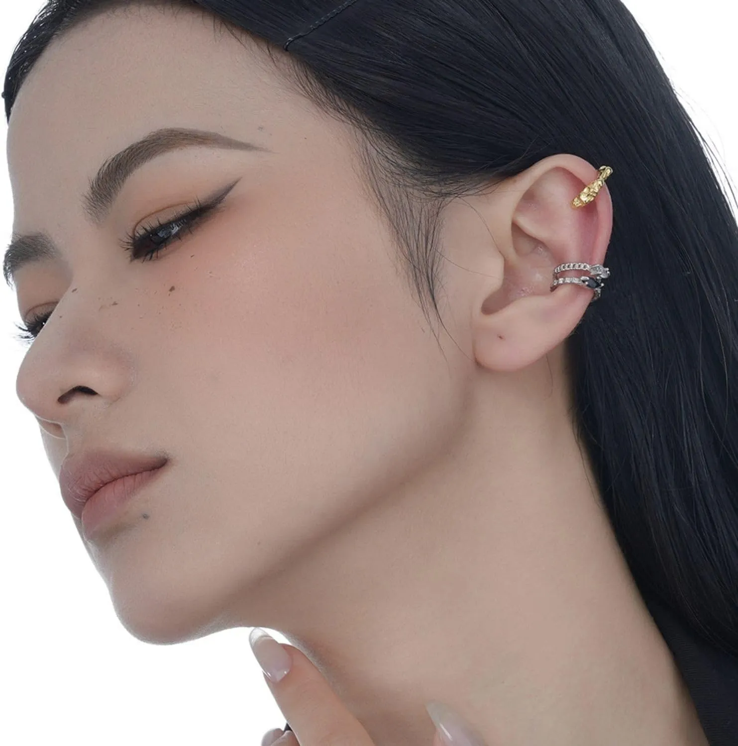 Sterling Silver Ear Cuff for Women, Multilayer Cuff Non Piercing Earrings, Minimalist Earrings Cuff