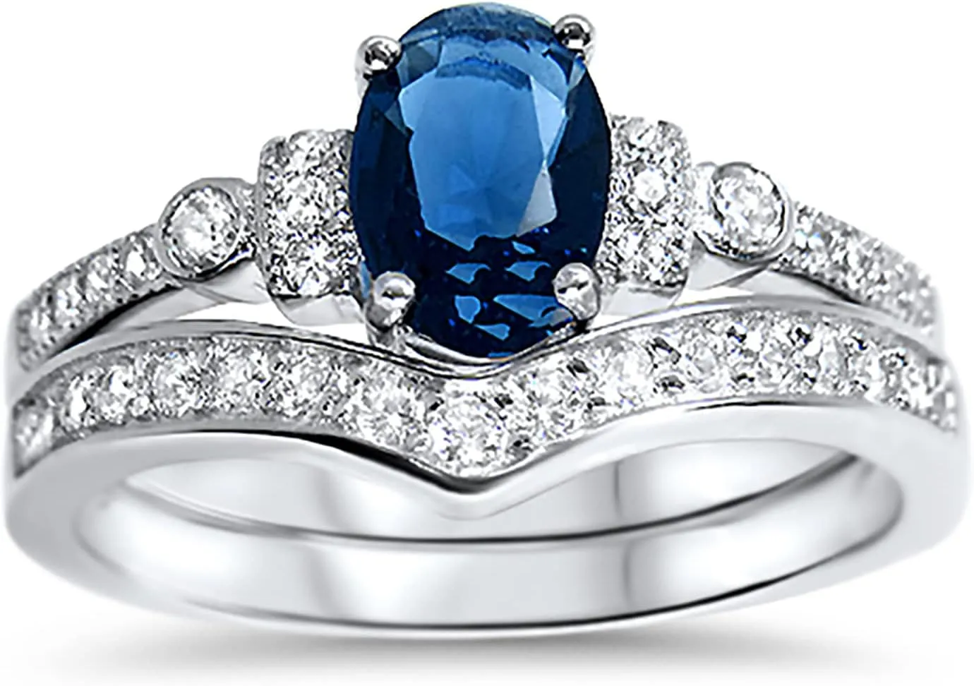 Sterling Silver His Hers TRIO Wedding Ring Set Matching Couples Rings for Women Men