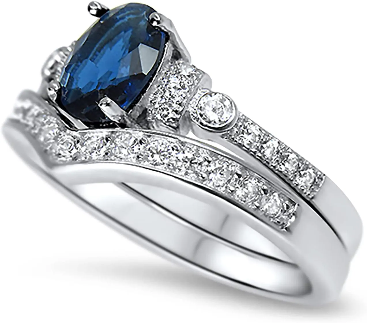 Sterling Silver His Hers TRIO Wedding Ring Set Matching Couples Rings for Women Men