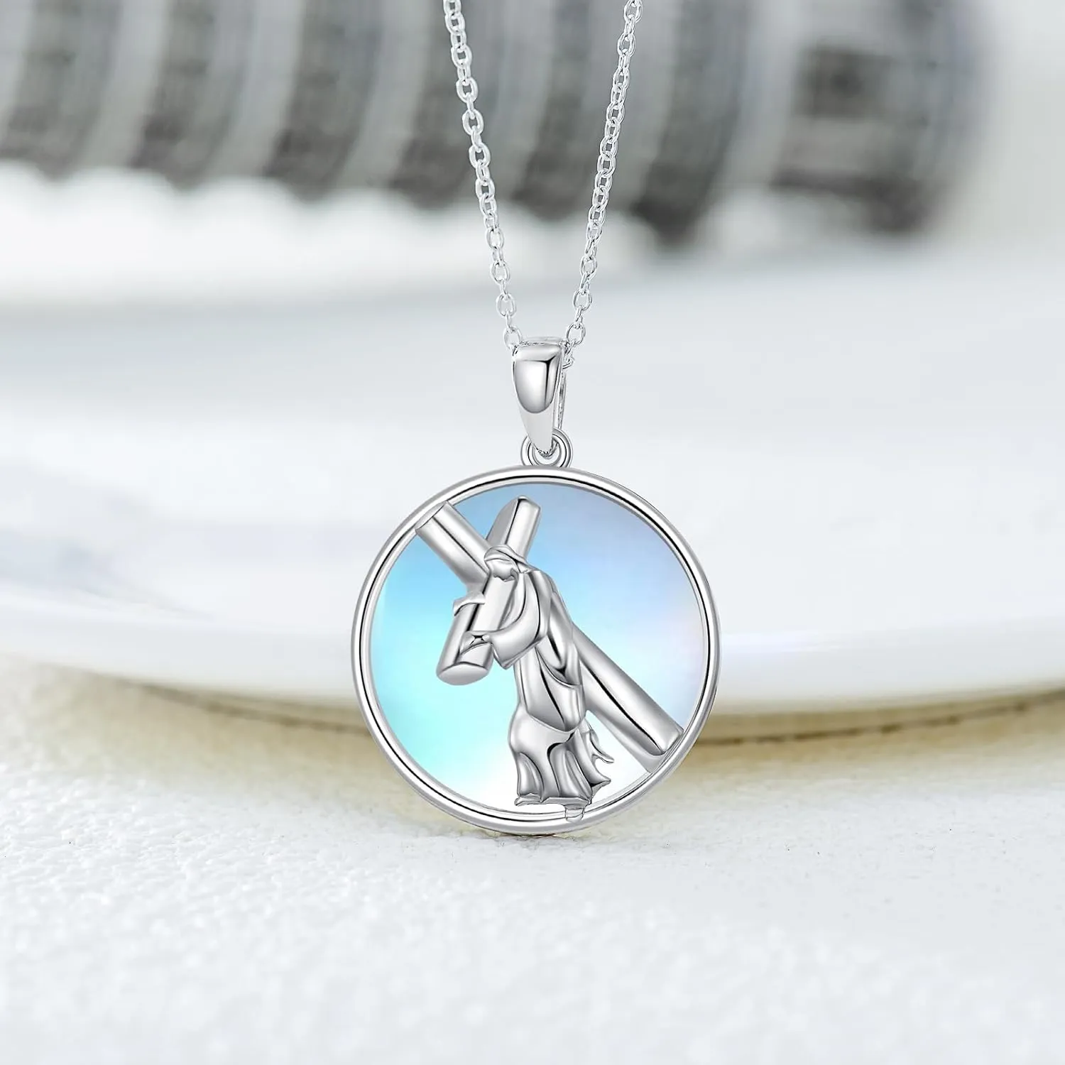 Sterling Silver Necklace for Women Regligious Pendant Necklace Silver Jewelry Gifts for Women Men
