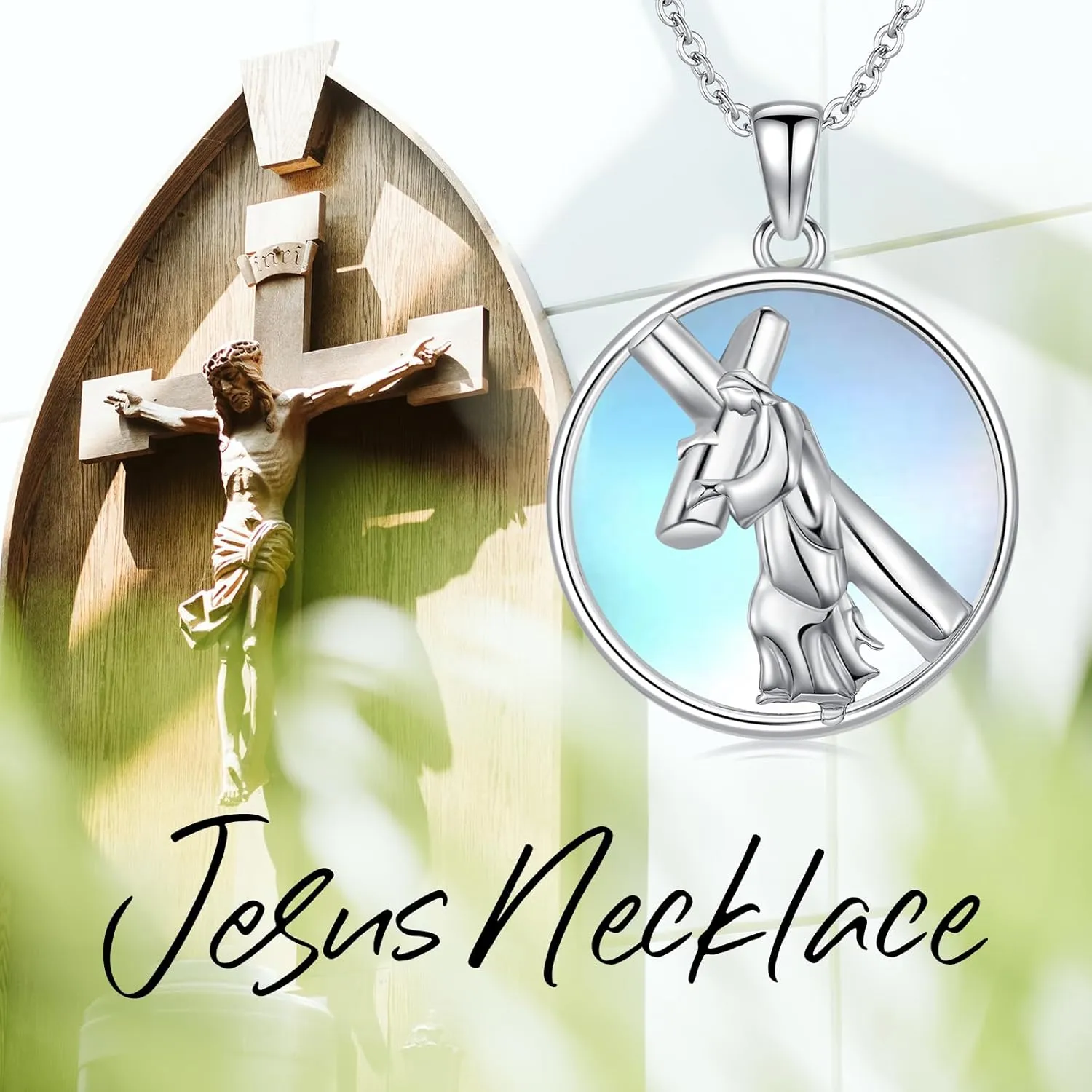 Sterling Silver Necklace for Women Regligious Pendant Necklace Silver Jewelry Gifts for Women Men