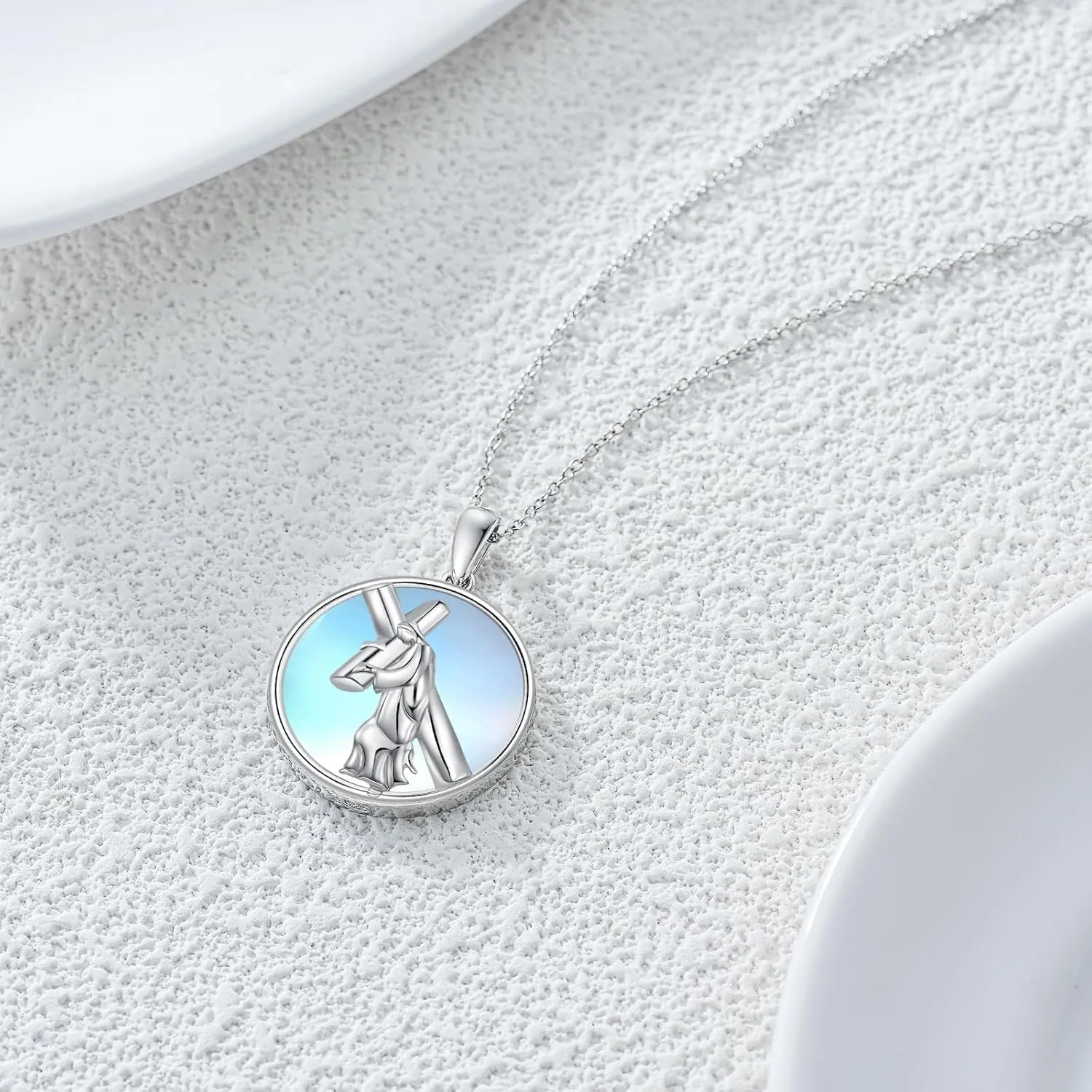 Sterling Silver Necklace for Women Regligious Pendant Necklace Silver Jewelry Gifts for Women Men