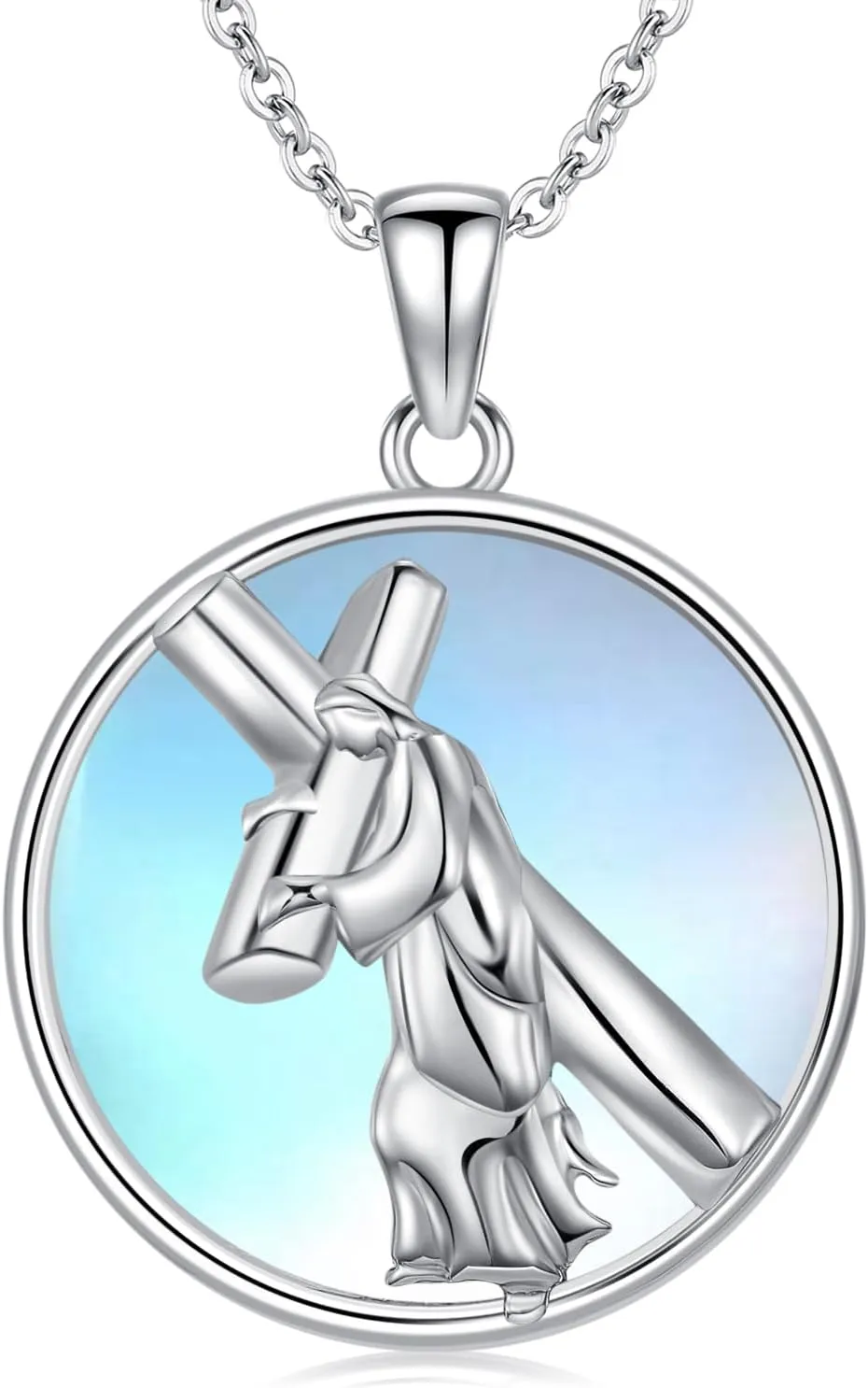 Sterling Silver Necklace for Women Regligious Pendant Necklace Silver Jewelry Gifts for Women Men