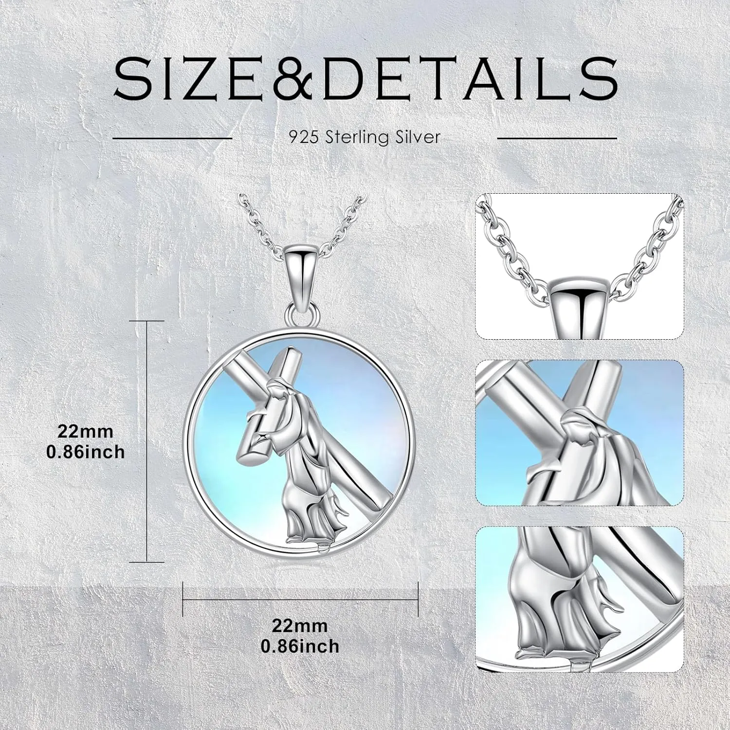Sterling Silver Necklace for Women Regligious Pendant Necklace Silver Jewelry Gifts for Women Men