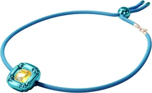 SWAROVSKI Dulcis Necklace, Single Yellow Crystal in a Bright Blue Setting on a Braided Cord, Part of The Dulcis Collection